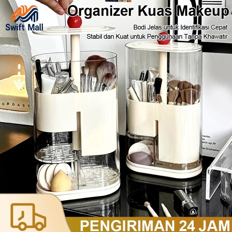 

baru kotak penyimpanan kuas makeup anti debu dengan penutup - rak organizer multifungsi