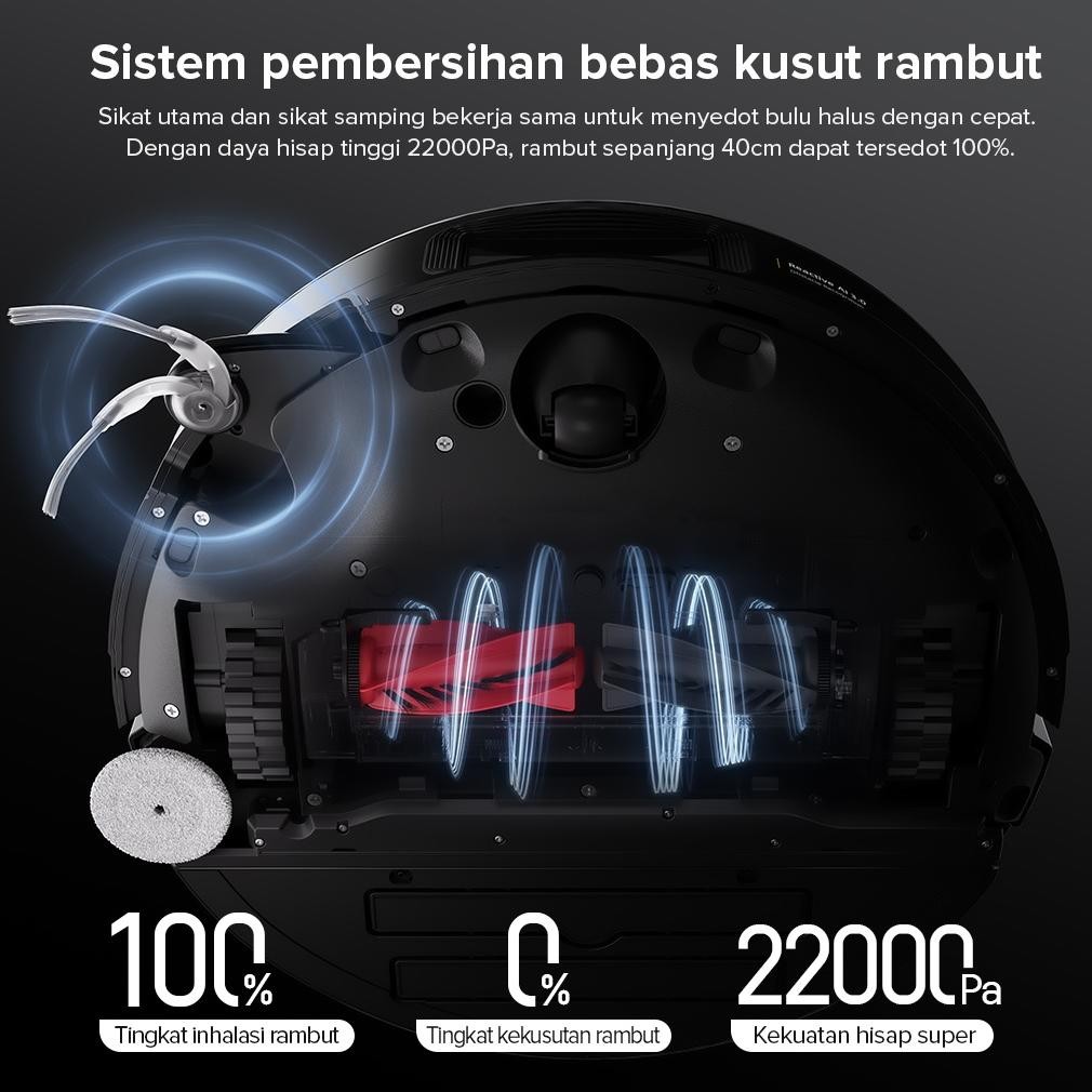 Roborock Saros 10 Robot Vacuum Cleaner 7.98cm Ultra Tipis | Daya Hisap 22000Pa Sistem Anti-Kusut Gan
