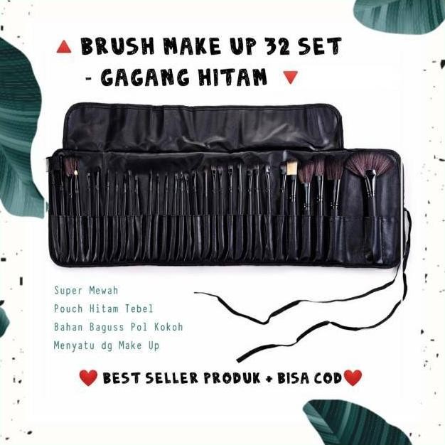 

baru set kuas makeup 32 pcs gagang hitam - brush full set profesional