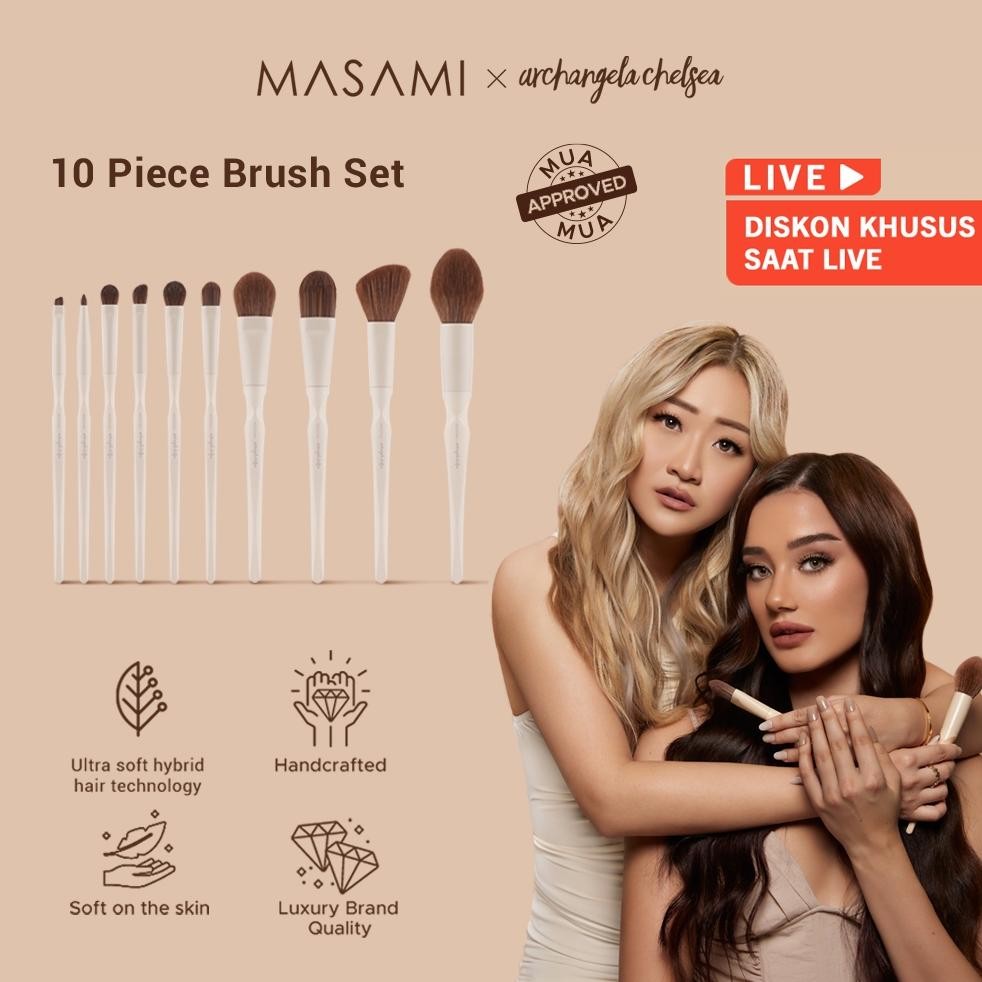 

baru masami x archangela chelsea set kuas makeup profesional - foundation, eyeshadow, contour, blending