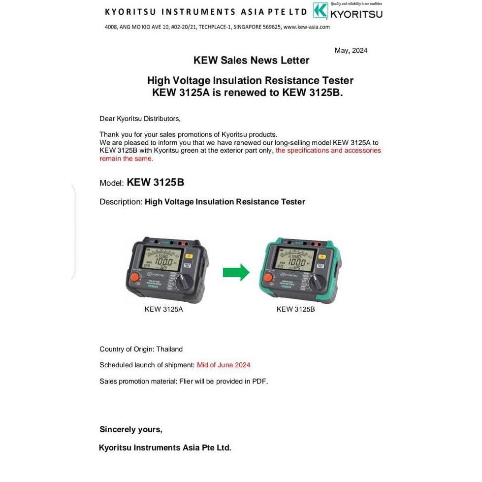 baru KYORITSU 3125B 3125 B HIGH VOLTAGE INSULATION TESTER