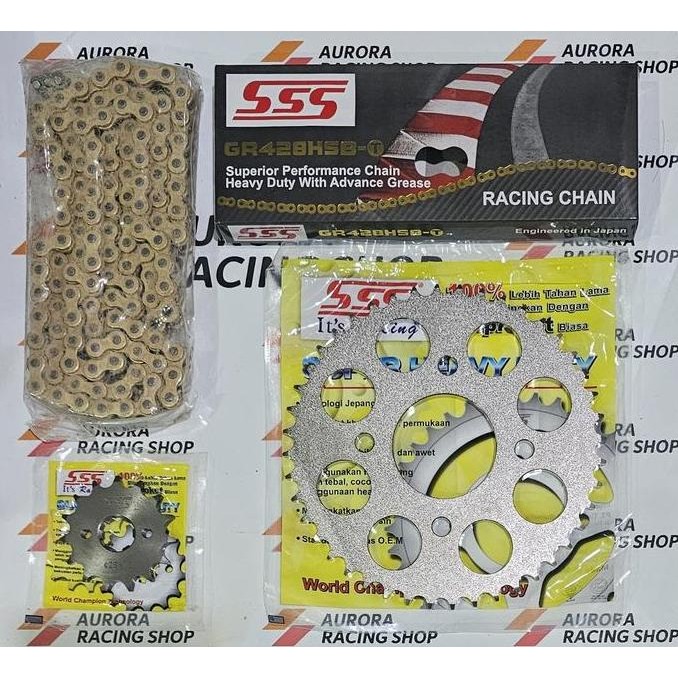 Gear Set SSS 428 Sonic 150 R & Rantai Hsbt Gold