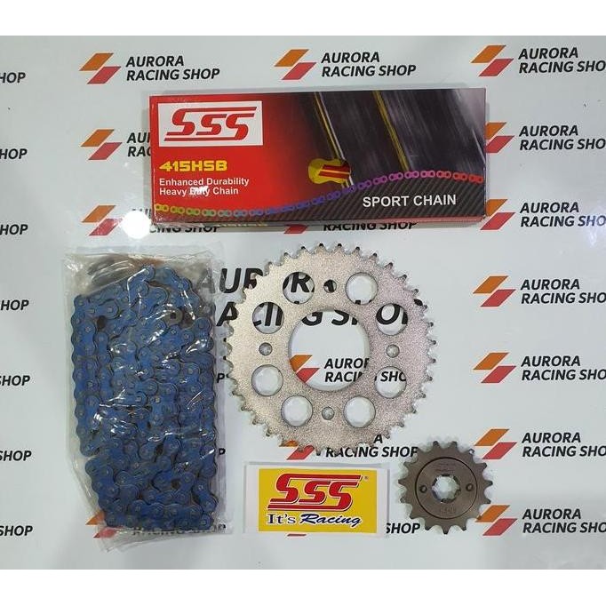 Gear Set SSS Supra X 125 / Blade & Rantai SSS 415 HSB Colour Series