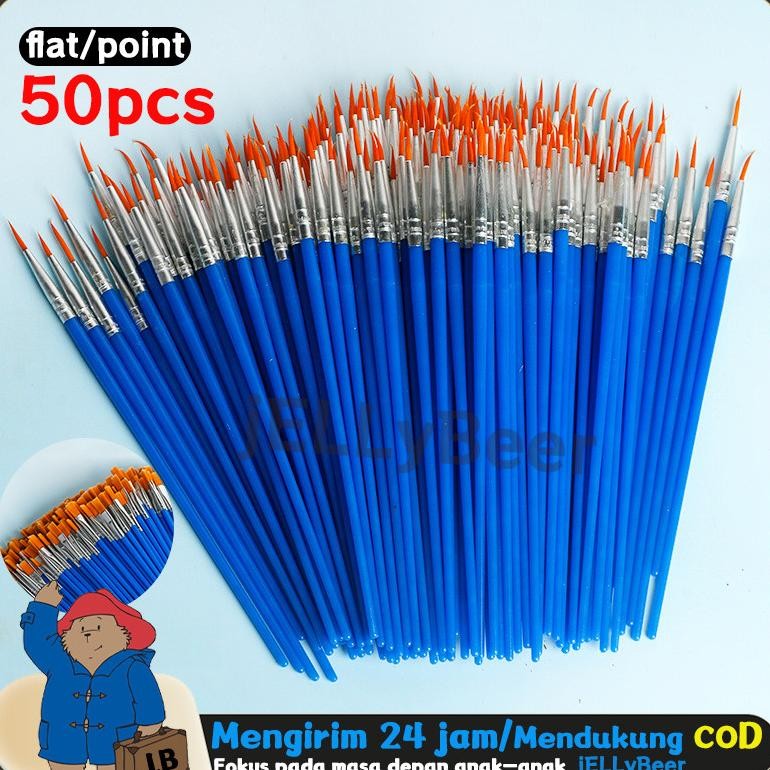 

baru set kuas lukis jellybeer 50pcs - kuas akrilik & guas