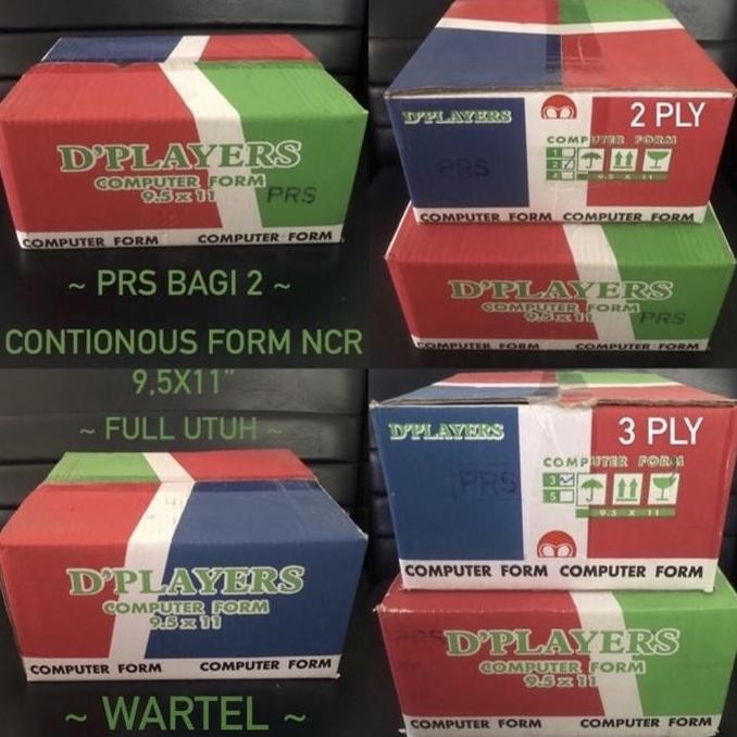 

Continous Form 9,5x11 K3 Full - PRS - Wartel - Bagi 2 NCR Rangkap 3 Ply - Kertas Komputer
