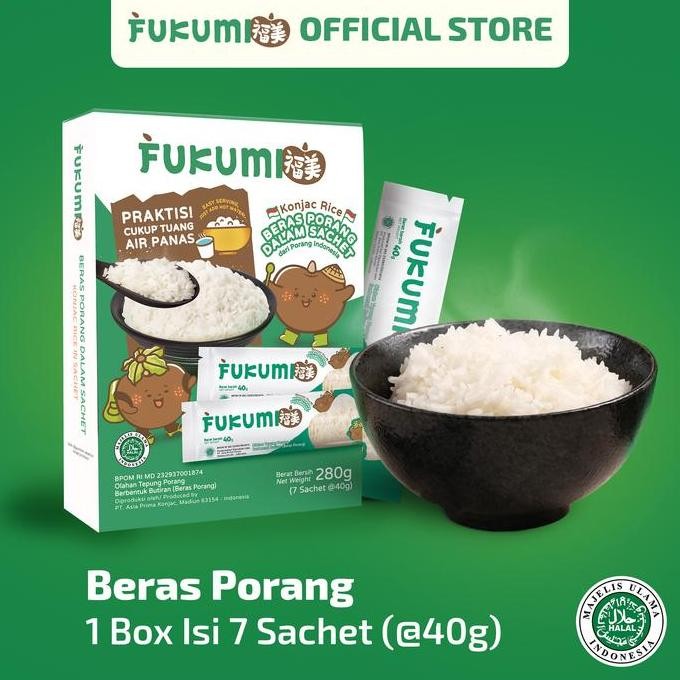 

Terlaris Fukumi Beras Porang Box Sachet - (7 Sachet) Shirataki Konjac Rice Beras Rendah Kalori Tinggi Serat