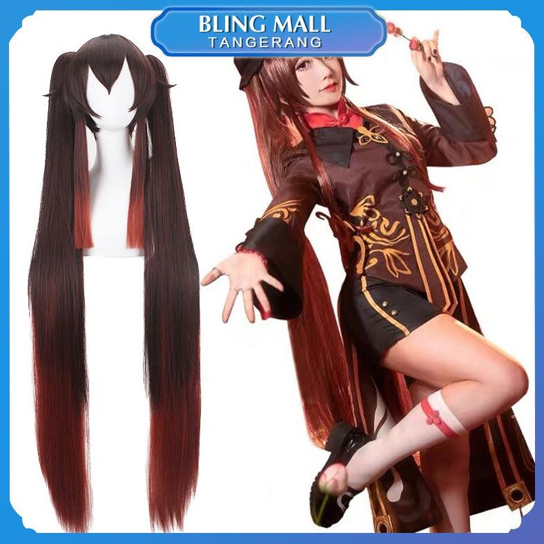 Hutao Cosplay Wig Hitam coklat Genshin Impact Hutao Anime Game Hu Tao MURAH