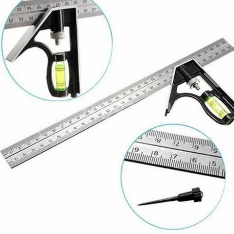 

Ws - Penggaris Siku Stainless Mistar Sudut Dengan Waterpass