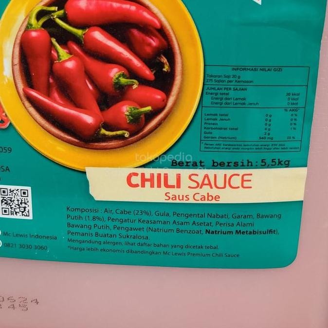 

Mclewis Saus Sambal / Tomat Mc Lewis Chili / Tomato Sauce 6kg Derigen LA