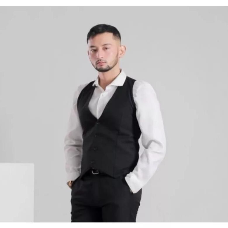 rompi Hitam Waiter Hotel Cafe Restoran - Vest Jas Formal Hitam / Rompi Jas Formal Pria / Vest Pria /