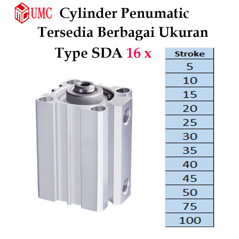 Cylinder pneumatic SDA16 COMPACT Pneumatik Angin Air Silinder SDA 16