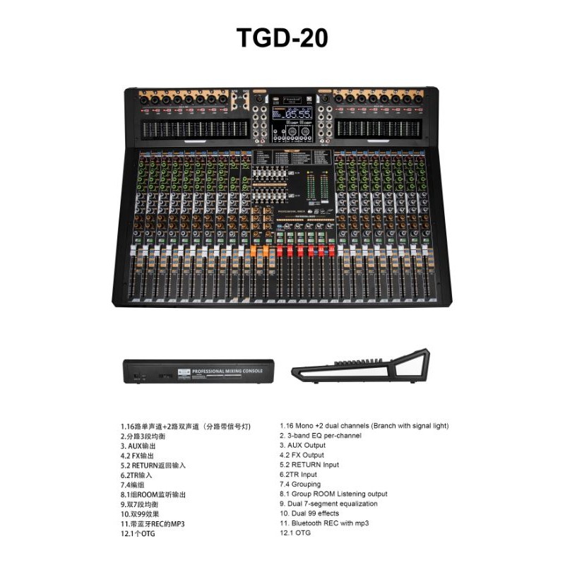 Mixer audio Soundcraft TGD 20 20chanel 16 mono + 4 stereo usb bluetooth 99 efek dsp