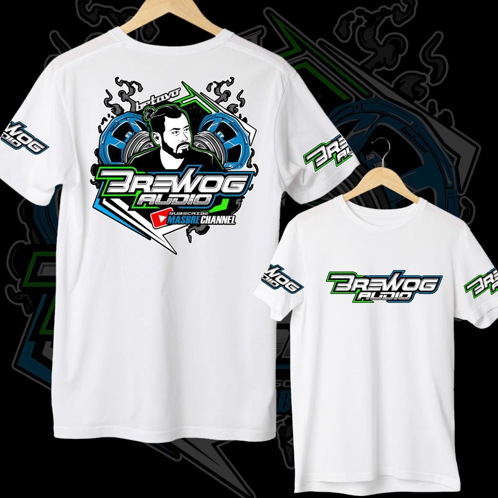 Promo Kaos Sound System Brewog Audio Biru Baju Pria Warna Putih