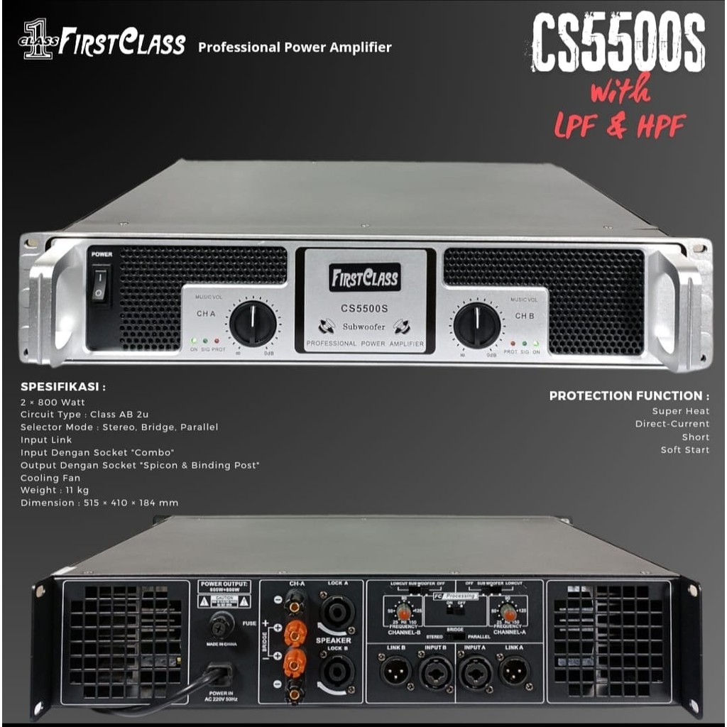Firstclass Power Amplifier CS5500S CS 5500 S CS5500 S Original Profesional Amplifier 800 watt x 2