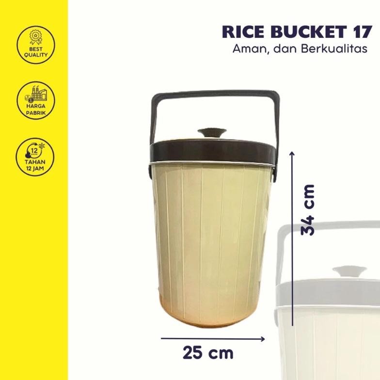 Termos Nasi Coklat Krem 6L/8L/17L/26L/30L Liter - Rice Bucket Es Baru Ice Ekonomi Usa Kimplast Stick