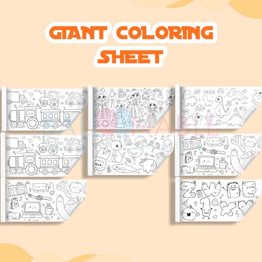 

() Poster Mewarnai Jumbo Untuk Anak / Kertas Mewarnai Besar / Giant Coloring Sheet / Kertas Bisa Jadi Stiker/Coloring Roll Paper/ 38Cm*300Cm/Anak Edukasi Mainan Viral