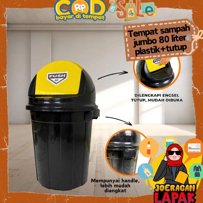 Tong Sampah Besar 80L - Tempat Sampah Besar Jumbo Luar Ruangan Oitdoor Indor Dalam Kotak Bak Timba T