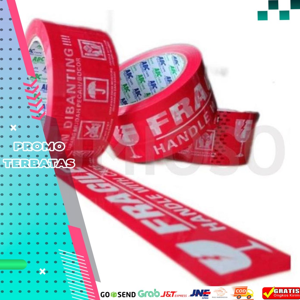 

[BISA COD] ISOLASI LAKBAN FRAGILE MERAH ABC 80 YARD