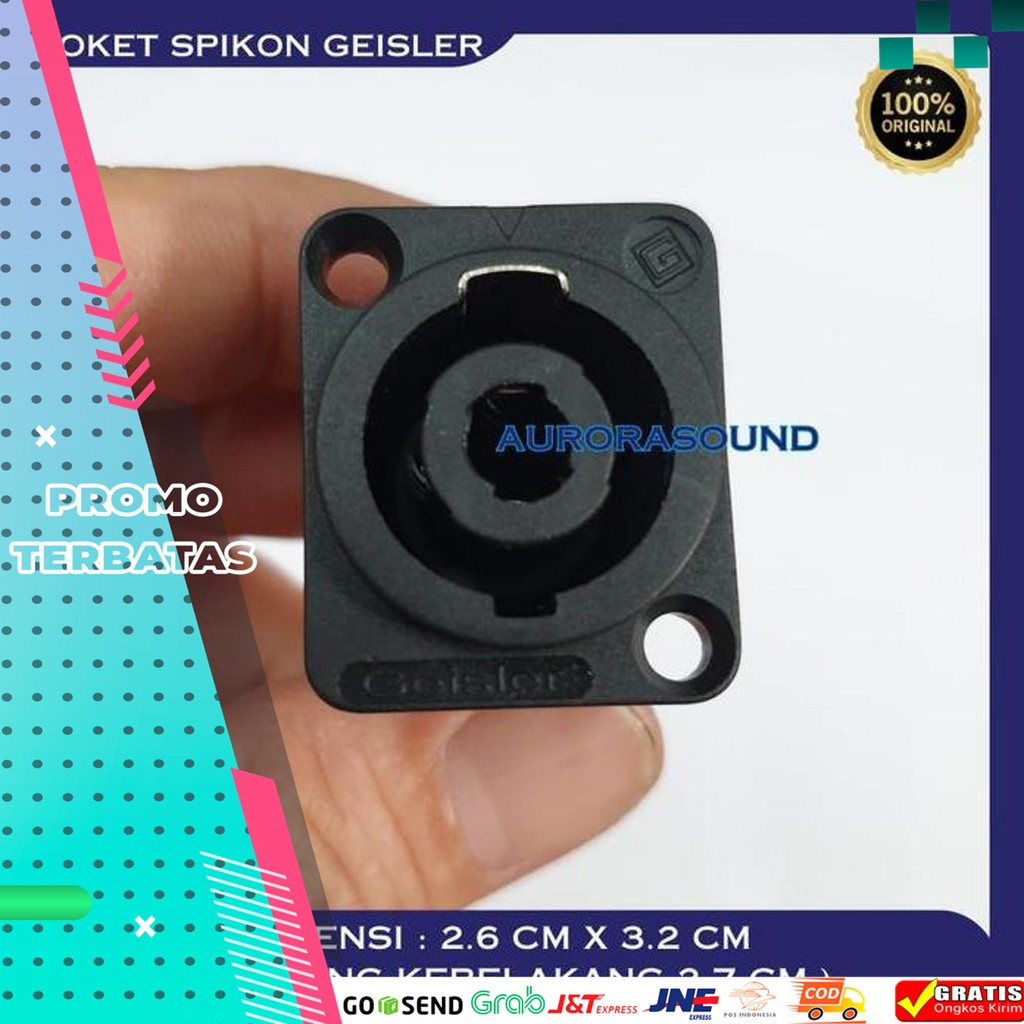 SOKET SPIKON GEISLER HITAM ORIGINAL SOCKET SPIKON FEMALE SOKET KONEKTOR