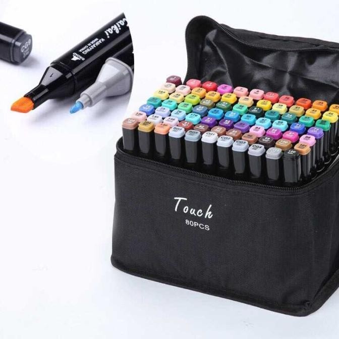 

Sale Spidol Dual Side Fine Art Brush Pen Art Marker Set 80 Color - Hl270