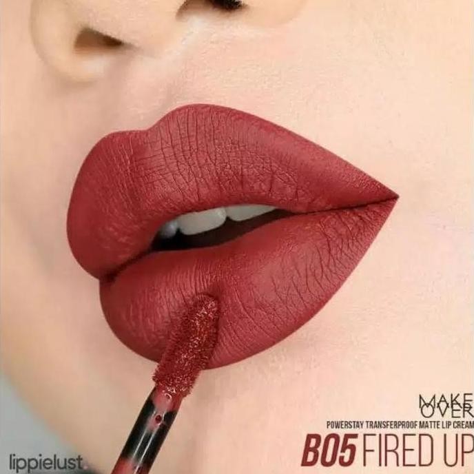NEW Lipstik Make Over Powerstay Transferproof Lip Cream B05 Fired Up ori