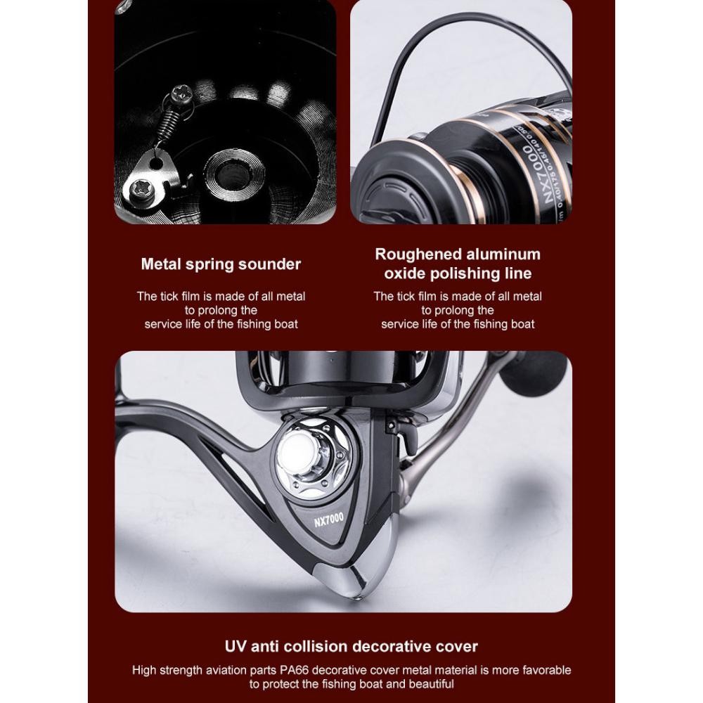 Ready Stok + CodReel Pancing Asli Besi NX1000-7000 Drag 30 KgHadiah Katak Bionik/Reel Pancing Mini B