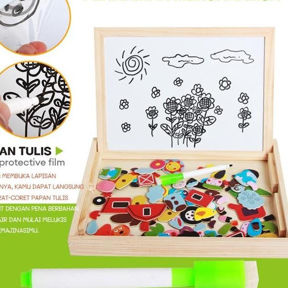 

Tatajoy 100 Pcs Magnetic Puzzle Board Mainan Edukasi Anak Mainan Papan Tulis Anak Mainan Bayi Kreatif