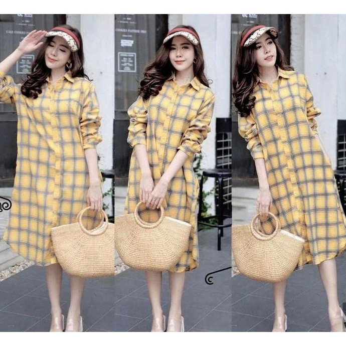 Tunik Fashion Muslim /Tunik Kotak / Long Kemeja  Wanita