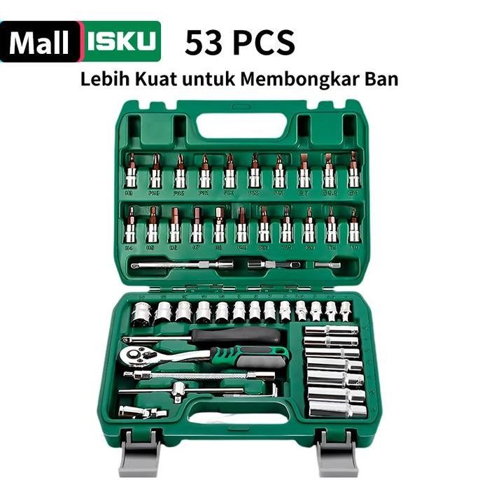 Isku Set Kunci Shock 53 Pcs Dan 46 Pcs Socket (1/4") Full Tool Kit Alat Perbaikan Mobil
