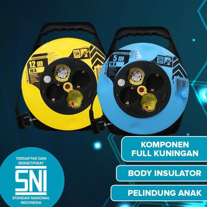 Kenmaster Kabel Roll 5 / 12 Meter (Sni) / Colokan Listrik Gulung / Roll Kabel Listrik