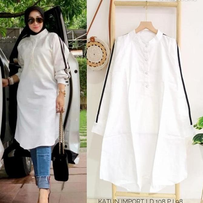 Linea Tunik Putih Real.Pic Busui Katun Imp Ld110