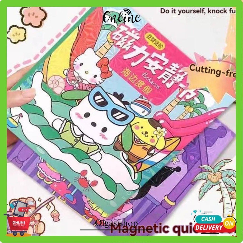 Buku Quiet Book Kuromi Magnetic Edukasi Bayi Diy Magnetic Busy Sticker Book Montessori Toy For Girls