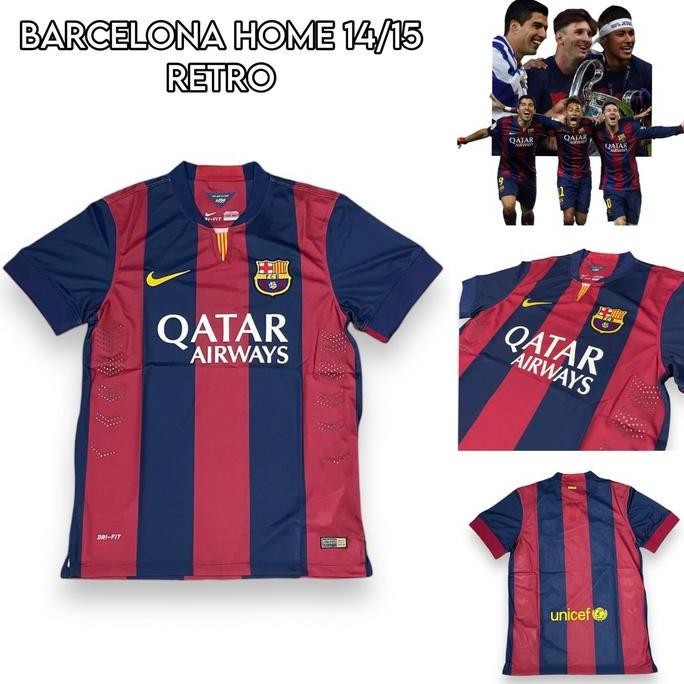 Jersey Bola Retro Barca Vintage Home UCL 2014/15 GO Quality