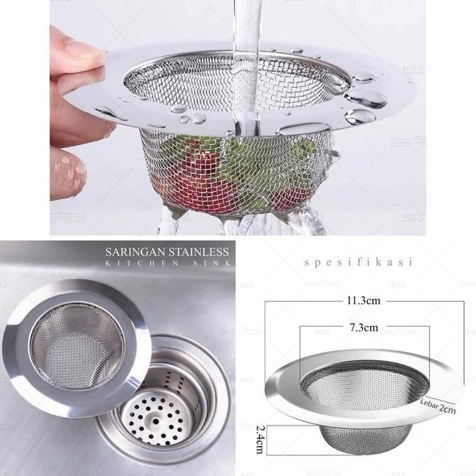 CR - Saringan Wastafel Cuci Piring Filter Afur Wastafel Stainless Steel 9x3x5cm Berkualitas Tinggi &