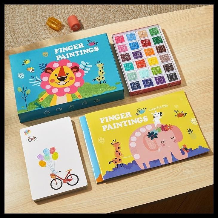 

Ready Stock 24 Warna + 90 Page Finger Paint Art Box Set Prakarya Seni Mewarnai Dengan Jari Tangan Toys Harga Promo