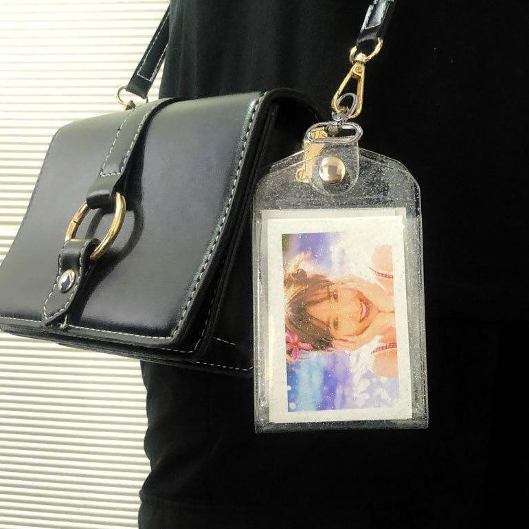 

JH8 pvc glitter tag gantungan tas kartu card holder lanyard