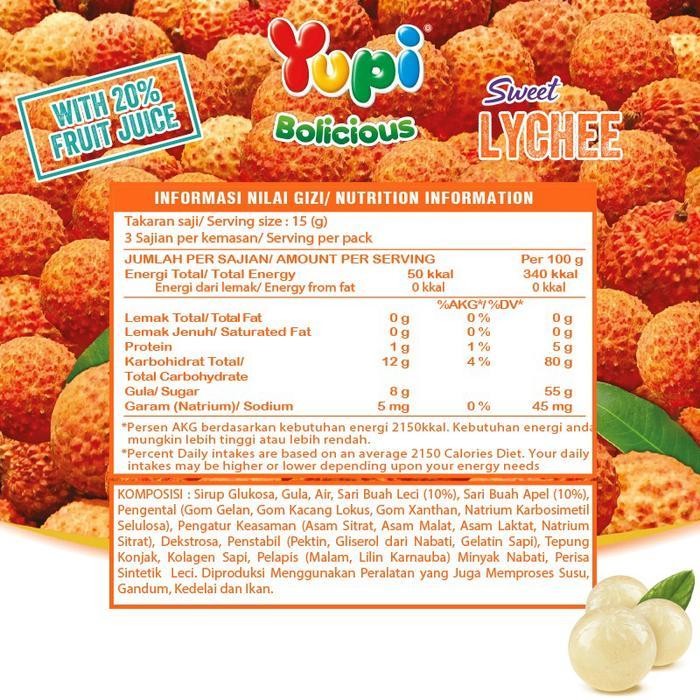 

Yupi Bolicious Lychee Iwp 650 Gram Gratis Ongkir