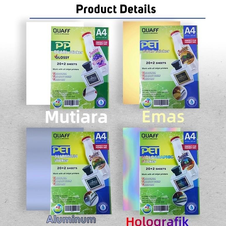 

JH8 Tahan Air Label Stiker PET PP A4 (22 Lembar) Kertas Stiker Vinyl Inkjet Anti Air untuk Label dan Stiker Berkualitas