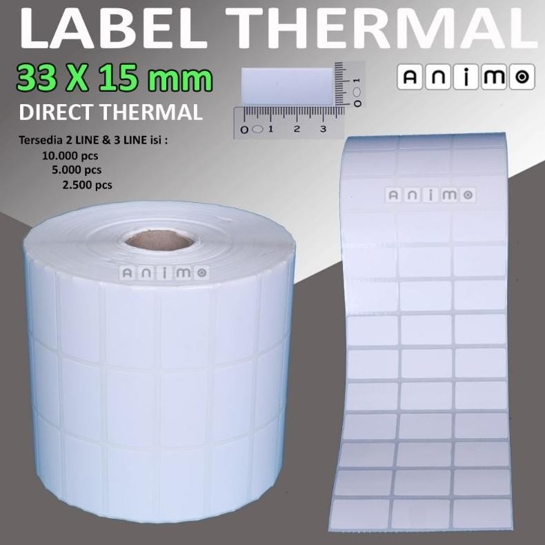 

JH8 LABEL THERMAL 33 X 15 - Label Barcode Direct Thermal 33x15 mm - Stiker Thermal 33x15 - 2 Line - 3 lINE isi 10.000 pcs