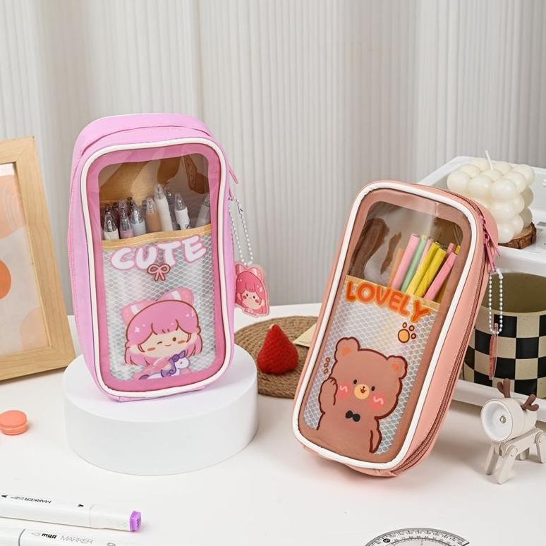

JH8 Dilengkapi dengan liontinPencil Case Kotak Pensil Cute Tempat Pencil Fashion Korea Tempat Alat Tulis Kawaii Pencil Tempat Pensil Lucu Anak Cases Large Capacity Box for Girls Office Student Stationery Organizer