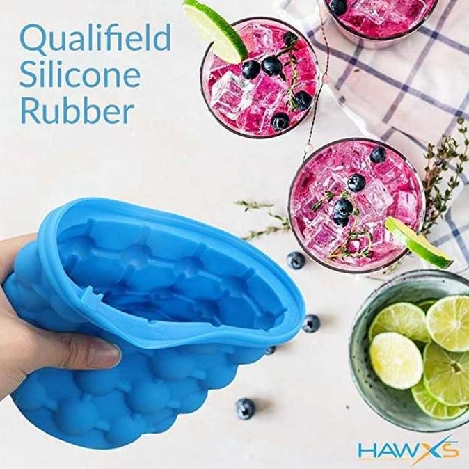 Pencetak Cetakan Es Batu Ice Cube Maker 3D dengan Tutup Silikon Mold