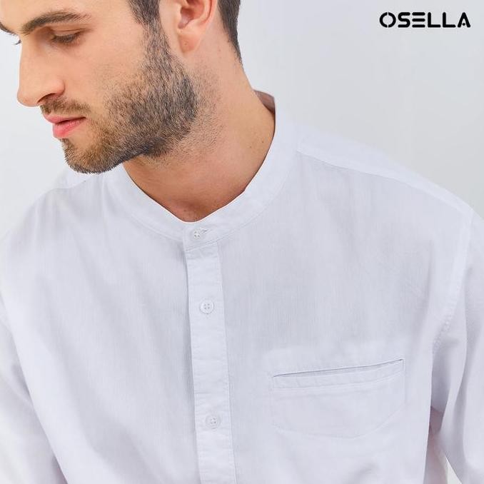 [New] Osella Raya Regular Koko Collared Shirt In White 2032410101 | Kemeja Lengan Pendek Pria