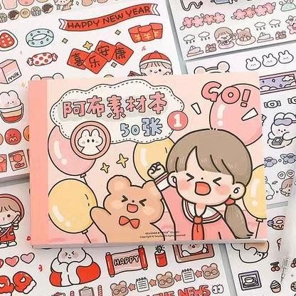

JH8 50 Lembar Buku stiker kreatif aesthetic buat jurnal koleksi Cute book sticker Karakter kartun motif korea lucu Buku harian Selotip washi untuk dekorasi scrapbook buku catatan kertas stiker hiasan Diary DIY Daily planner Semua gambar berbeda