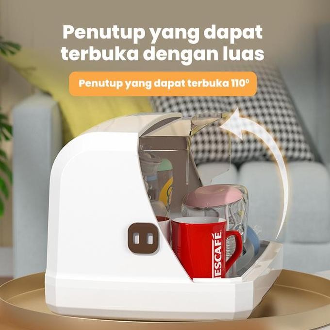 Muzy Tempat Penyimpanan Gelas Piring Makan Rak Pengering Alat Makan Dengan Penutup Anti Debu Serangg