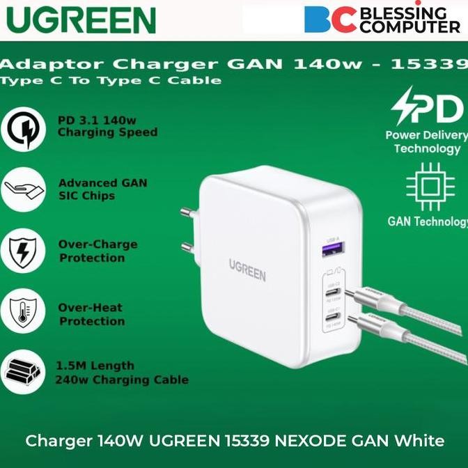 Charger 140W Ugreen 15339 Nexode Gan White Co