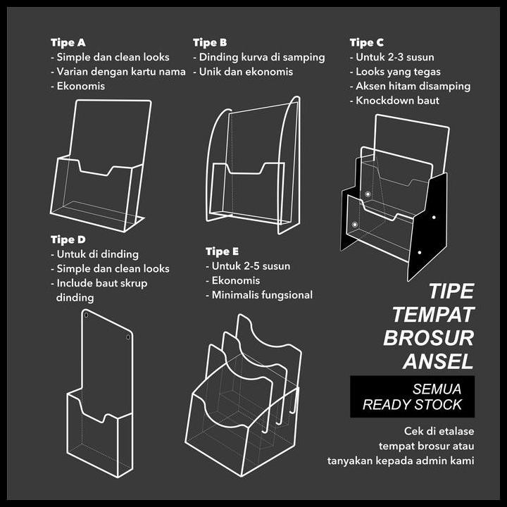 

Terlaris Ansel Tempat Brosur Akrilik 3 Tingkat - A5 V - Display Tipe E 3 Susun Good Quality