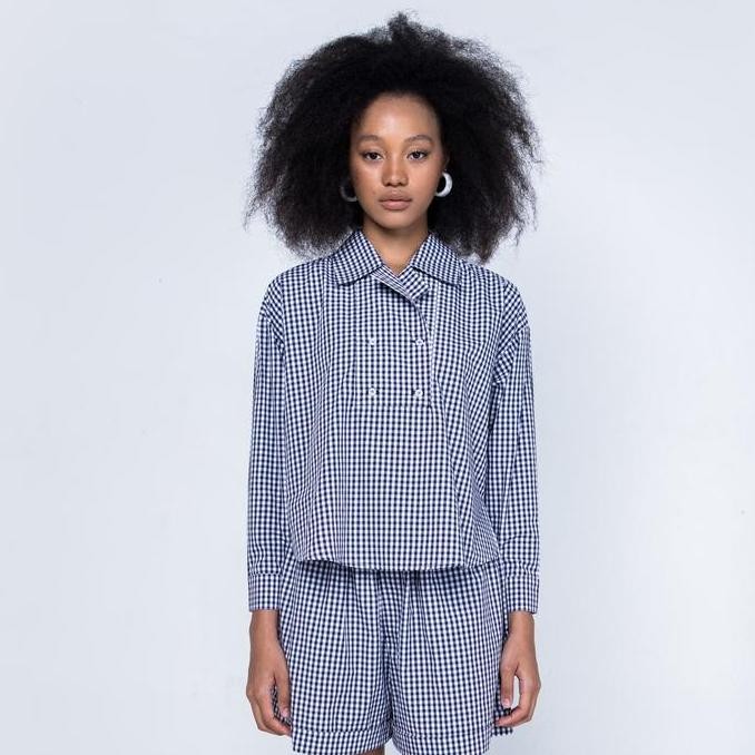 Nasl By Nagita Slavina Char Navy Blouse Co