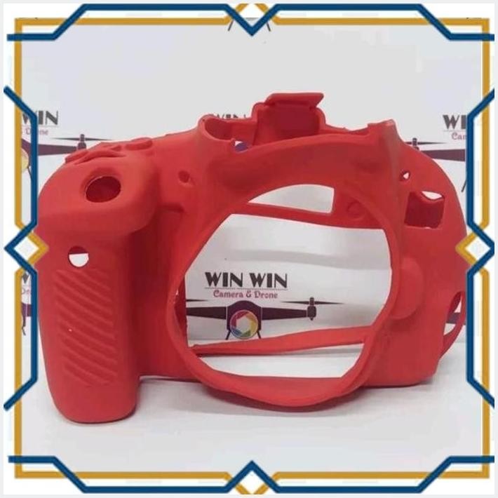 [WIN] KARET RUBBER SILIKON SILICONE CASE BODY KAMERA  CANON EOS  800D MERAH