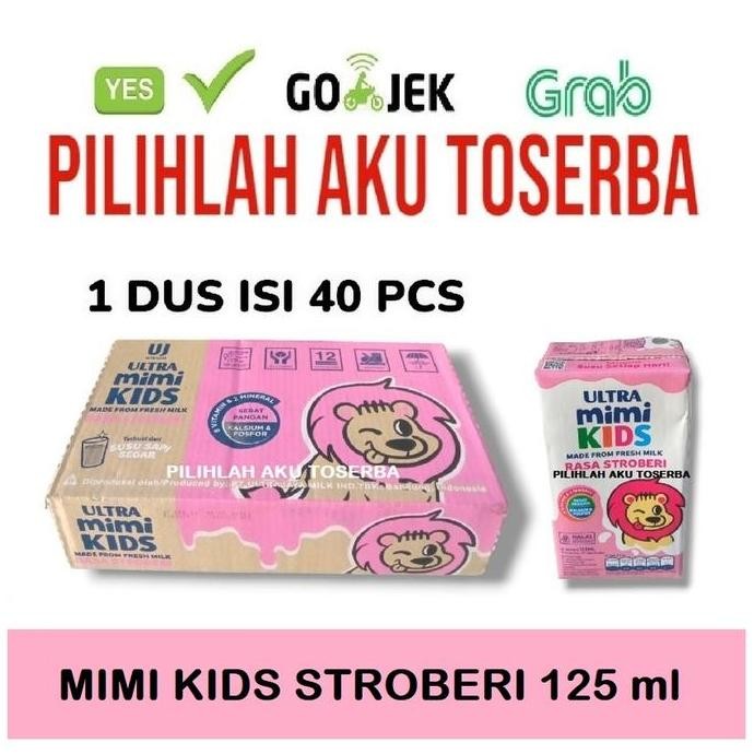 

Susu Ultra Mimi Kids (Stroberi) - 125 Ml (1 Dus Isi 40) - Gojek/Grab