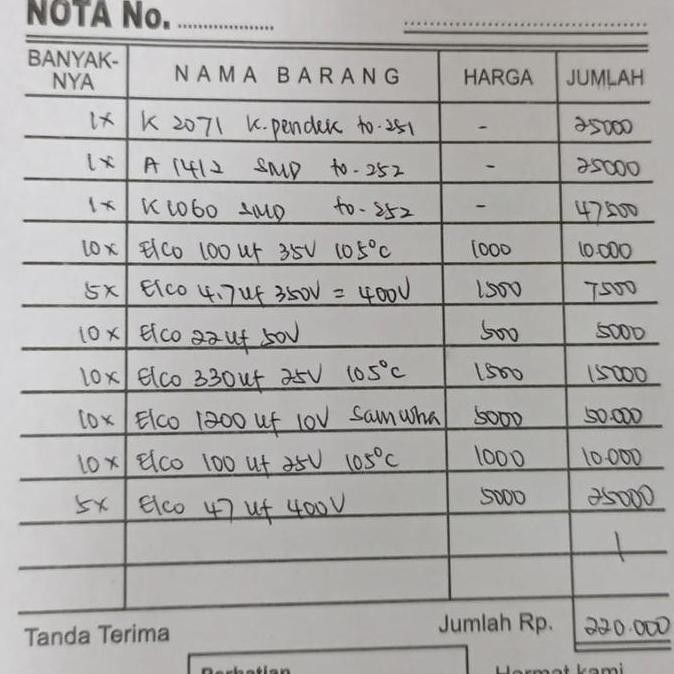 

Nota Pembelian 220000 Pak Yuda